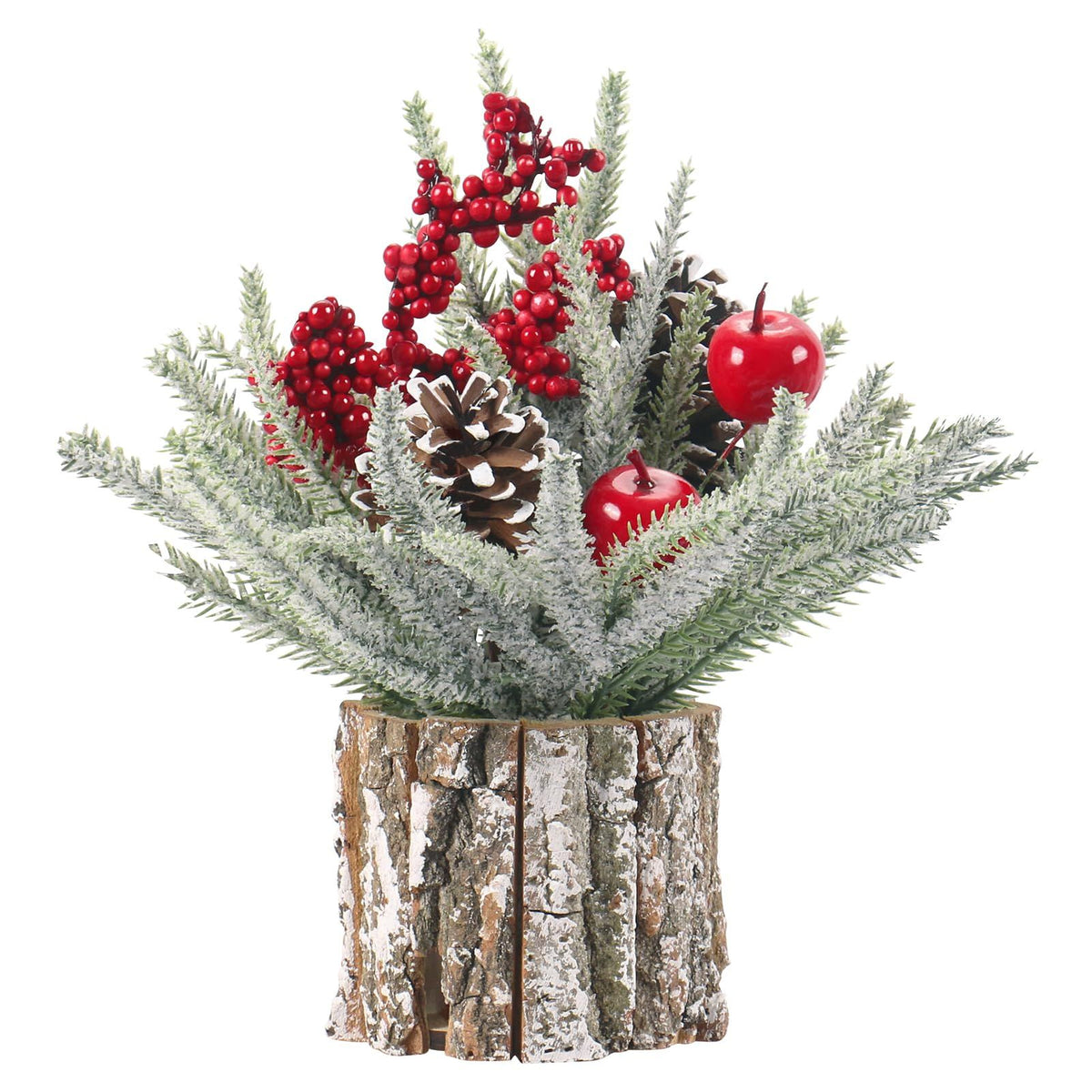 Christmas Decorations Indoor, Christmas Centerpiece Table Decorations, Small Artificial Tabletop/Desk Christmas Tree with Xmas Ornaments Pinecone Berry for Home Farmhouse Décor (35*10cm)