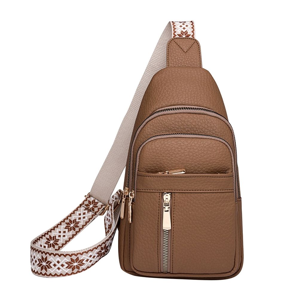 Crossbody Sling Bag for Men Women, Casual Zipper Waist Pack, Chest Bag Chest Daypack, Fashion Shoulder Bag, Outdoor Travel Bag, White