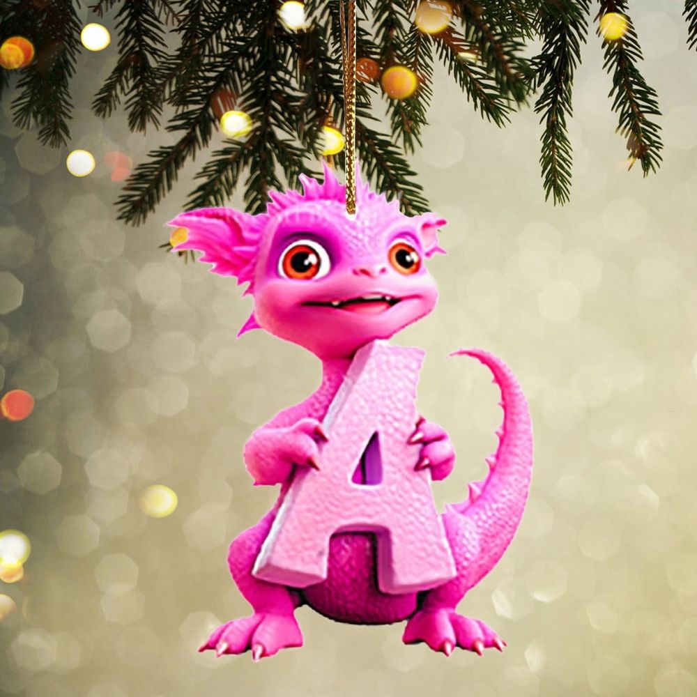 Christmas Decorations, 26 English Alphabet Dinosaur Christmas Tree Hanging Ornaments, Personalized Plastic Dinosaur Pendants Xmas Tree Decorations