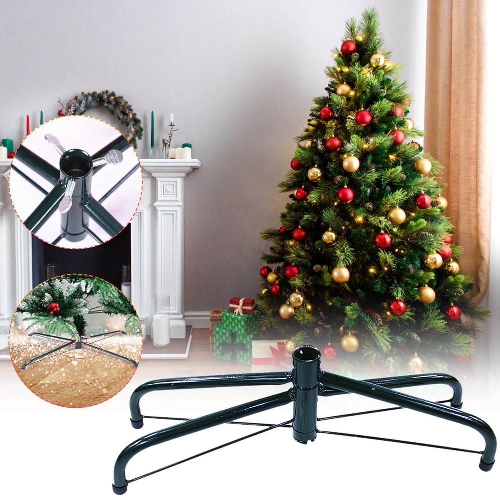 Heavy Duty Metal Christmas Tree Stand, 23.6 Inch Base for Artificial Christmas Trees up to 8 Feet, Foldable Legs Holds 50lbs, Easy Setup & Storage