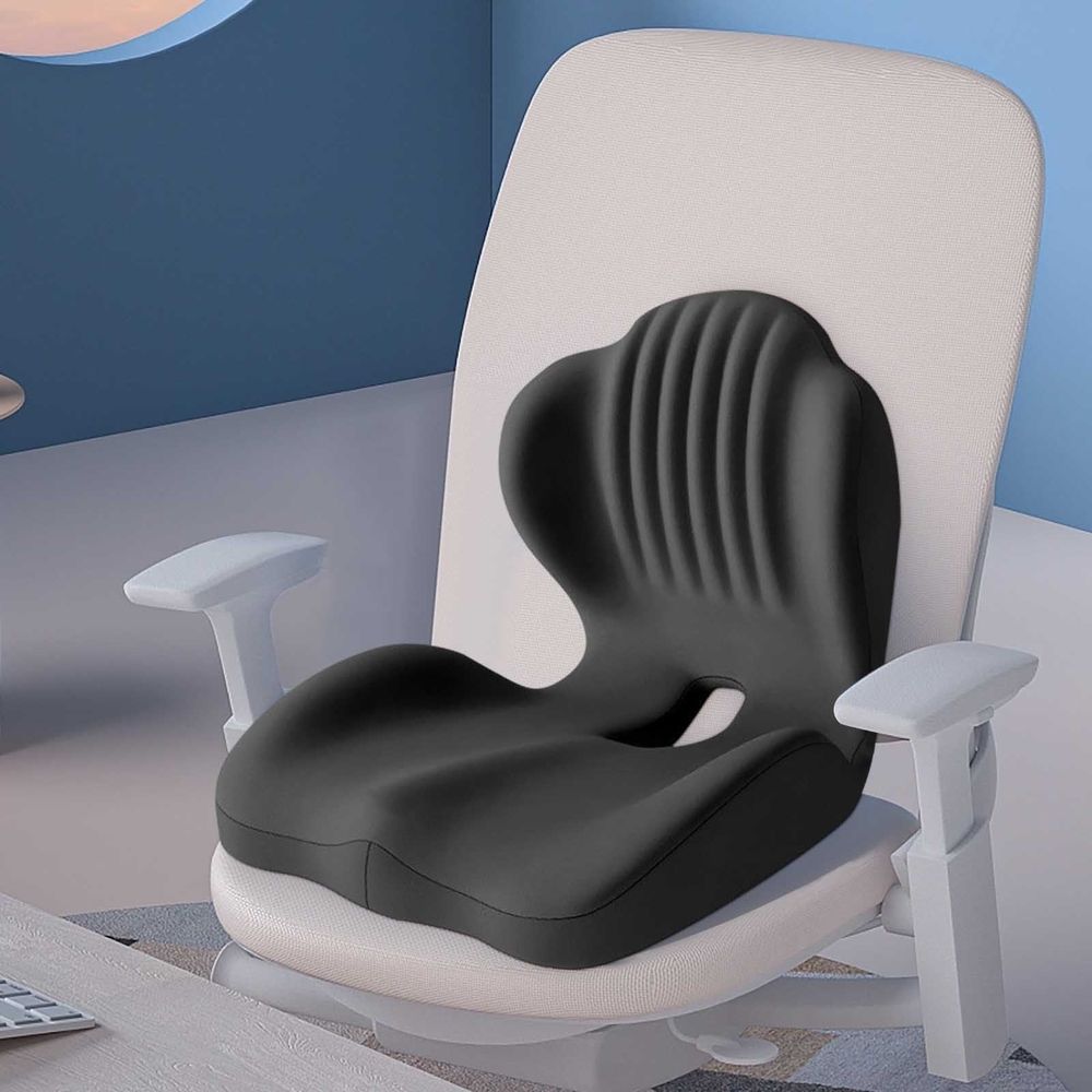 Ergonomic Seat Cushion with Backrest Support, Memory Foam Office Chair Cushion for Back Pain Relief, Portable Lumbar Support Pillow for Desk, Car, and Home Use