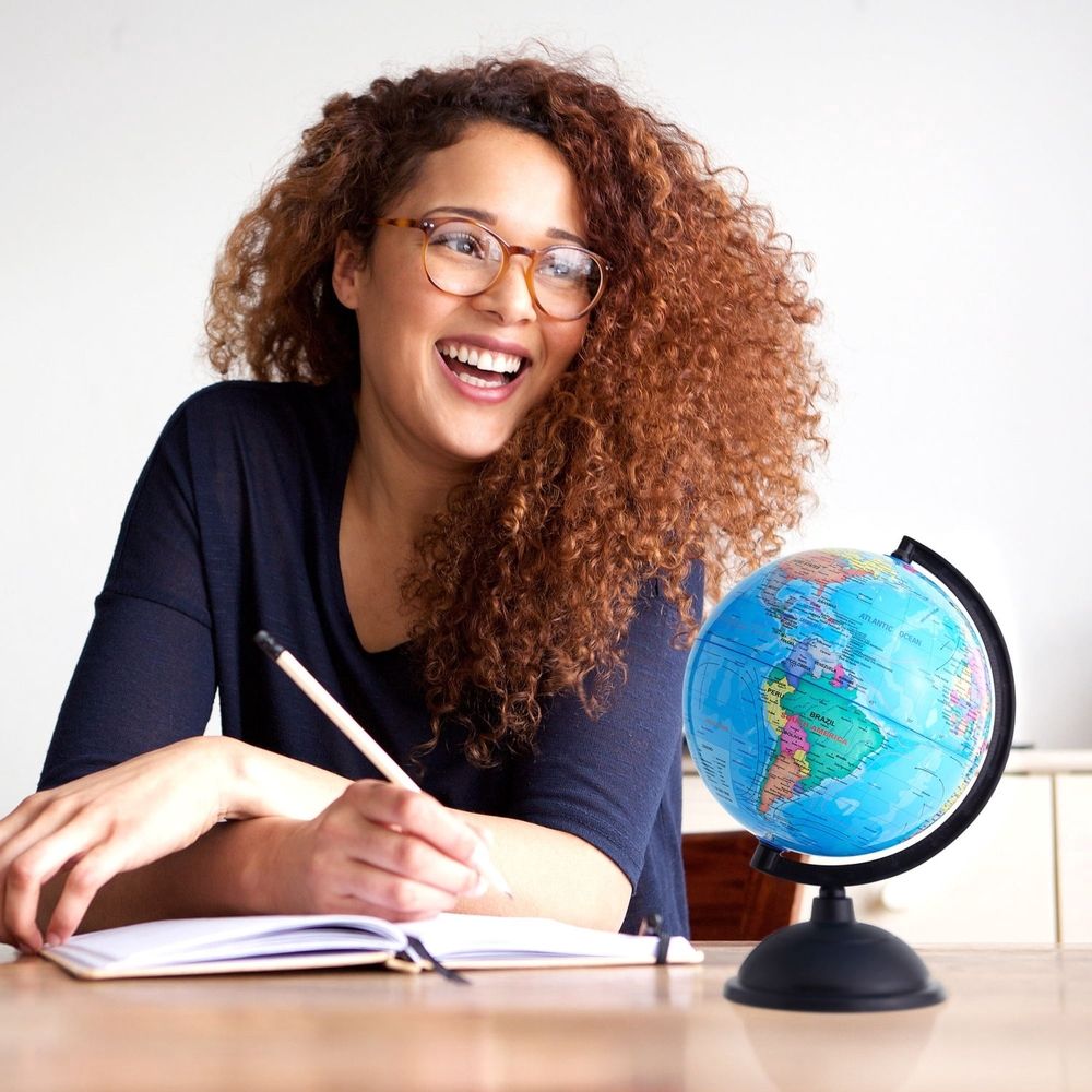 Rotating World Globe with Stand for Kids Ages 3–14 Learning,8-inch Spinning Earth Globe for Classroom Geography Education