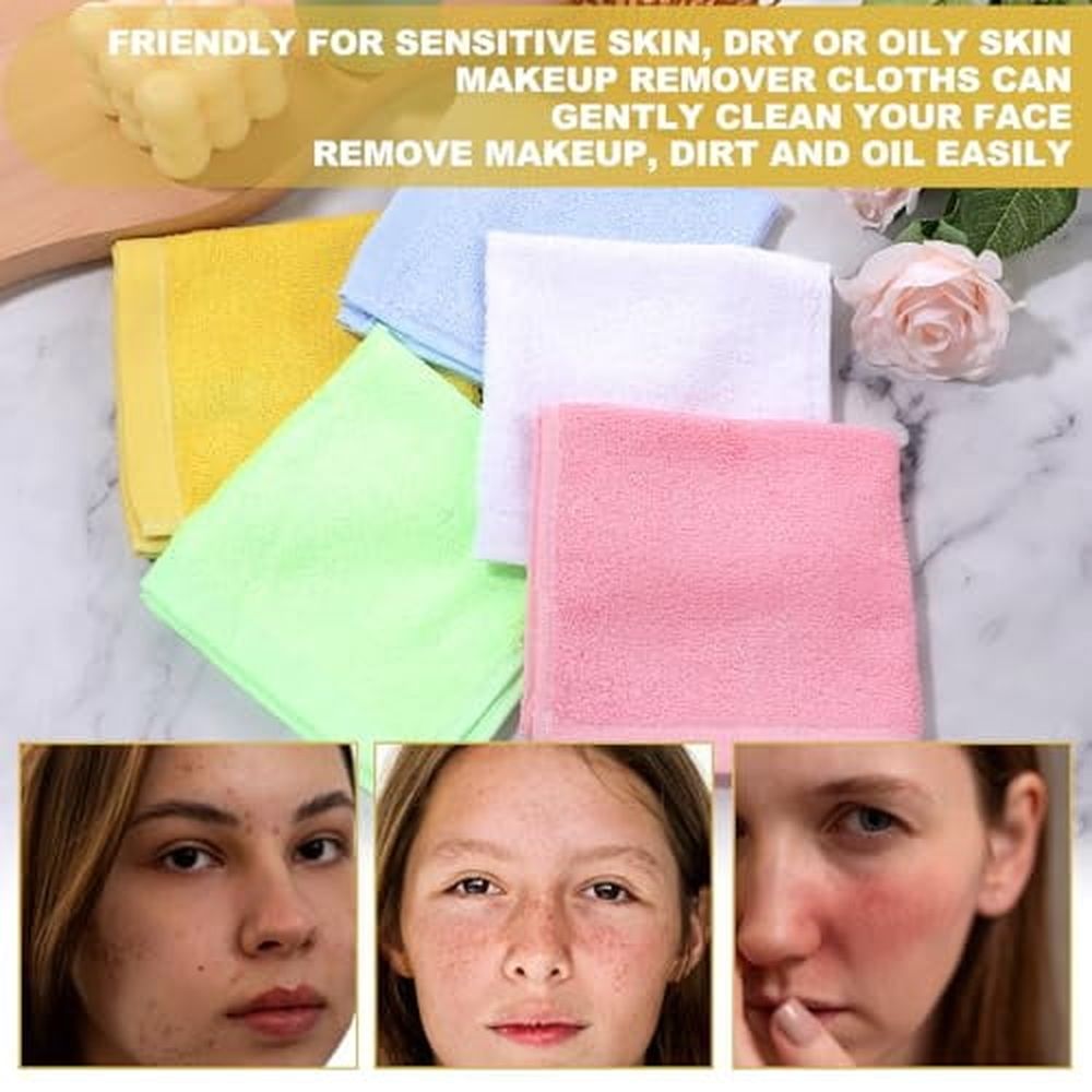 40 Pcs Wash Cloth Bulk Cotton Bath Hand Face Washcloths Soft Quick Drying Towel for Women Bathroom Washing Body Viscose Fiber Multipurpose Fingertip Rags(10 x 10 Inch,Multicolor)