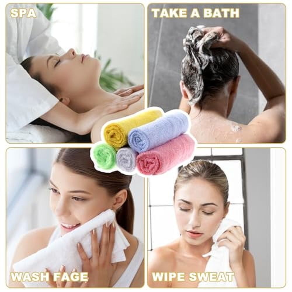 40 Pcs Wash Cloth Bulk Cotton Bath Hand Face Washcloths Soft Quick Drying Towel for Women Bathroom Washing Body Viscose Fiber Multipurpose Fingertip Rags(10 x 10 Inch,Multicolor)