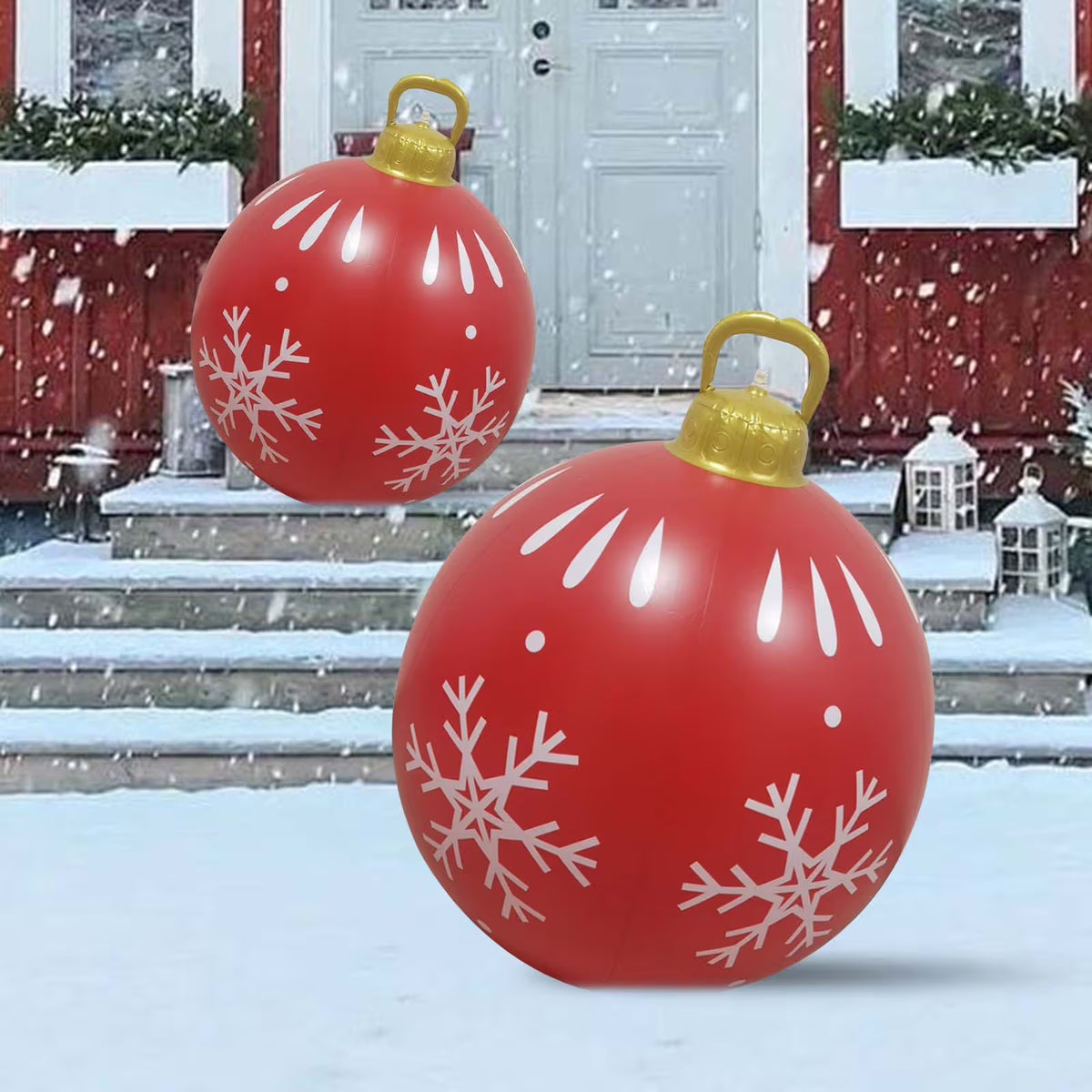 1 Pcs 24 inch Large PVC Inflatable Christmas Decorated Ball Ornaments Giant Inflatable Outside Christmas Decorations Xmas Blow Ball Decorations for Outside Holiday Yard Lawn Porch Decor