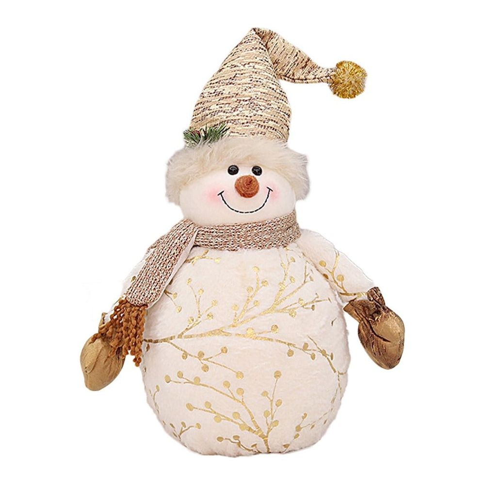 Christmas Snowman Plush Doll, Christmas Decorations, 13.7 inch Cute Snowman Stuffed Toys with Knitted Hat and Scarf, Soft Xmas Theme Throw Pillow Holiday Baubles Christmas Gifts for Party Friend
