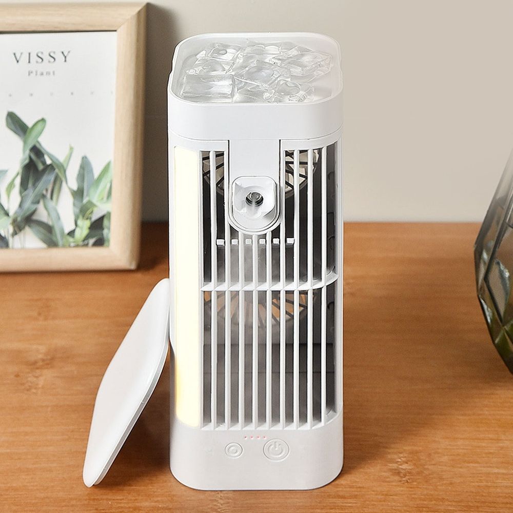 Portable Air Conditioners, Evaporative Air Cooler with Night Light, Personal Small Misting Desk Cooling Fan with Handle, USB Powered 3 Speed Atomizing Refrigeration Fan for Bedroom Office