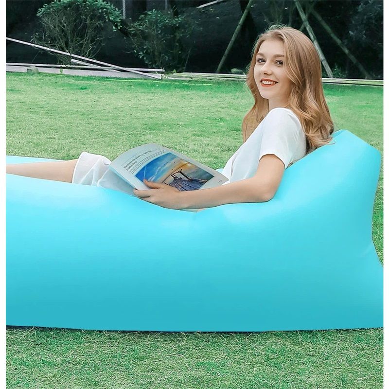 Inflatable Sun Lounger, Air Sofa, Hammock, Portable, Waterproof and Leak-Proof, Ideal for Backyard, Beach, Travel, Camping, Picnics and Music Festivals(sky blue)