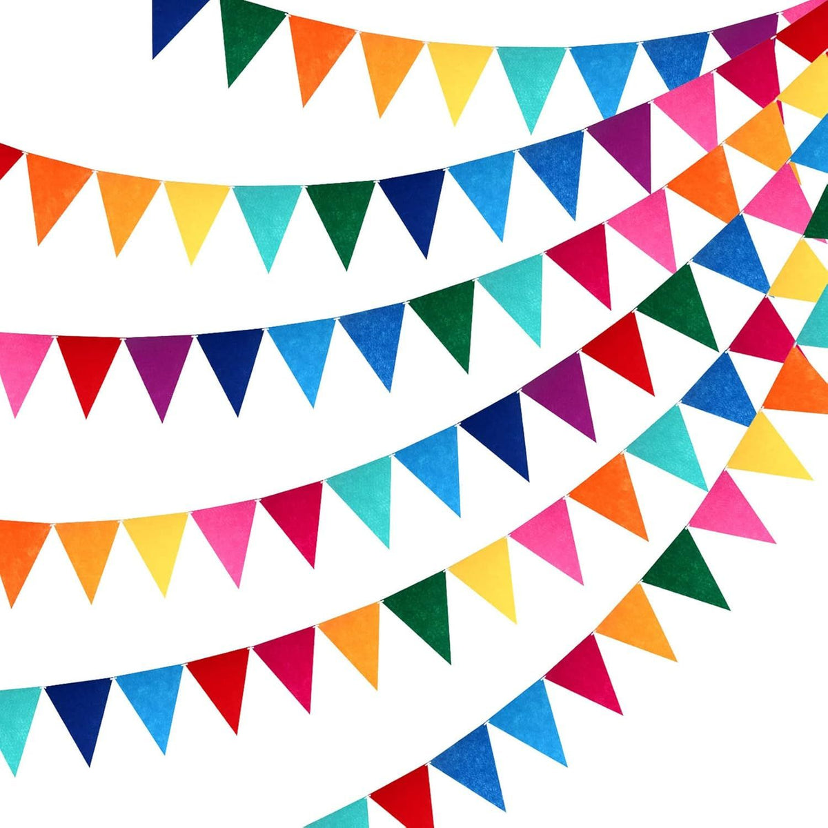 6 Sets Rainbow Pennant Banner Flags Garland Multicolor Bunting String Triangle Flags Bulk DIY Bunting Garland for Carnival Birthday Party Festival Decorations(Rainbow Colors)