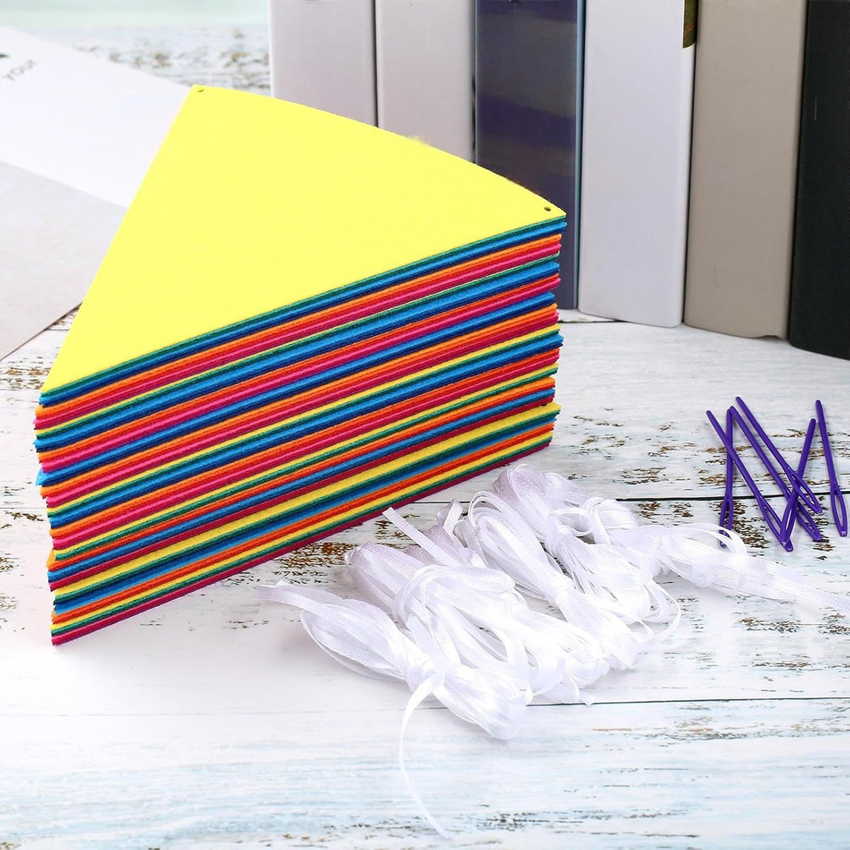 6 Sets Rainbow Pennant Banner Flags Garland Multicolor Bunting String Triangle Flags Bulk DIY Bunting Garland for Carnival Birthday Party Festival Decorations(Rainbow Colors)