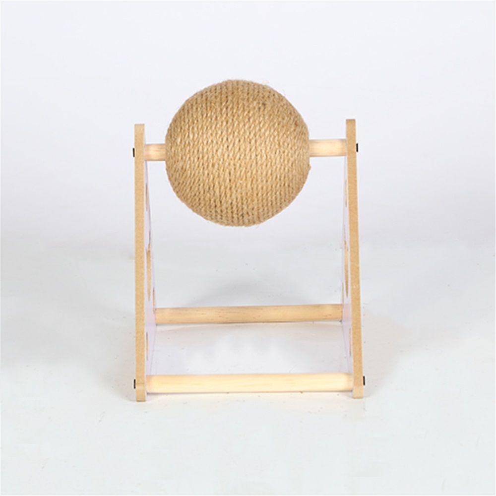 Cat Scratcher Toy,Natural Sisal Rope Cat Scratching Ball Scratcher Toy with Ball for Cats& Kittens&Dogs&Puppy, Interactive Solid Wood Scratcher Pet Toy (large size)