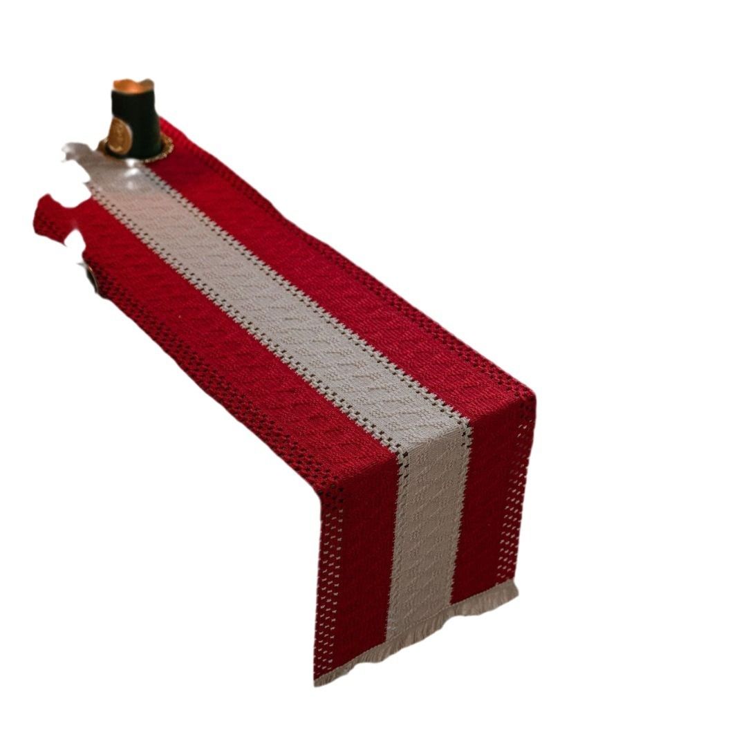 Table Runner for Home Decor with Tassels 72 Inches Long Farmhouse Red Rustic Boho Table Runner Table Decoration for Living Room Bridal Shower(12x72 Inches)