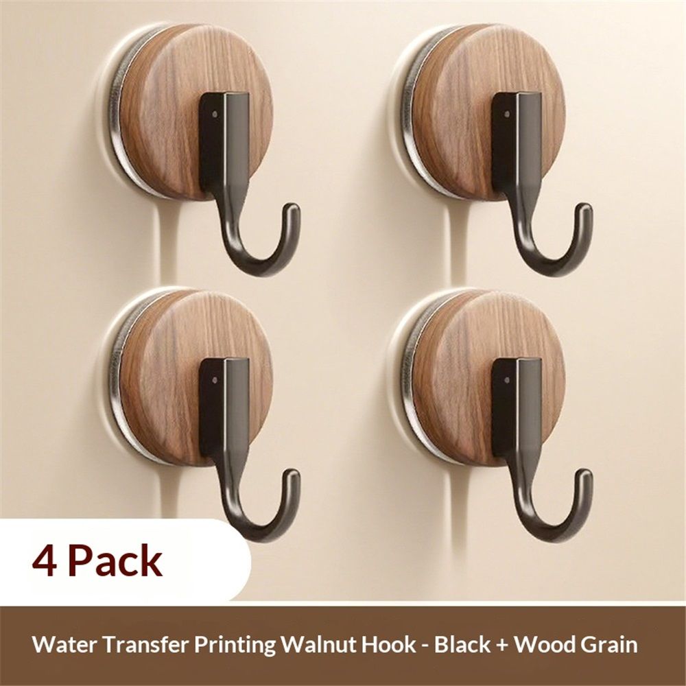 4 pack Wreath Hanger for Front Door, Upgraded Suction Cup Hook for Window Glass/Shower Mirror/Over Door (Walnut)