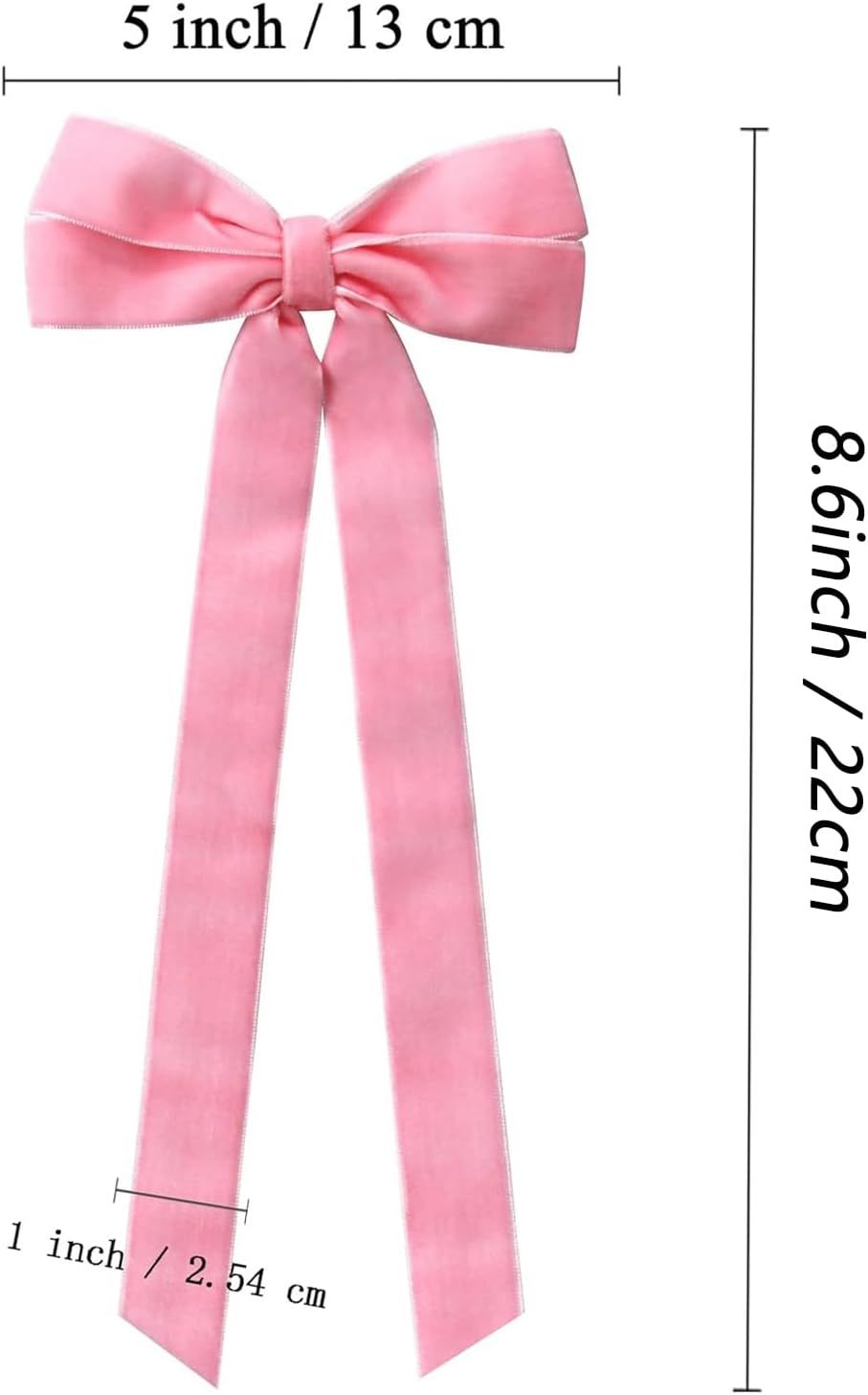 12Pcs Pink Velvet Ribbon Bows Christmas Tree Decorations,5in x 8.6in Xmas Ornaments for Tree, Vintage Velvet Bows for Christmas Tree Front Door Wreath Holiday Decor
