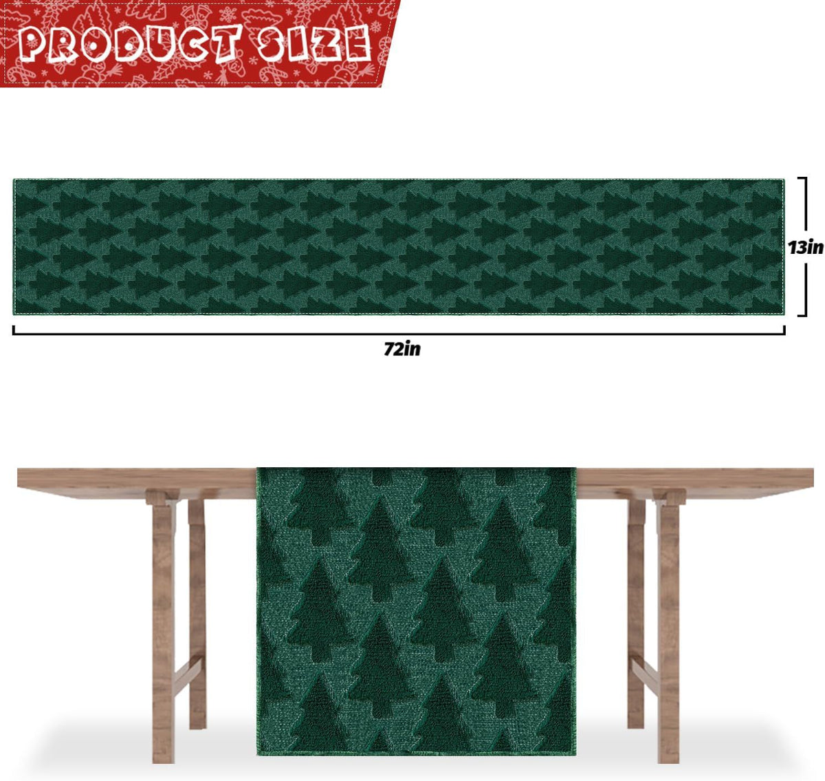 Christmas Tree Table Runner 13 x 72 Inch,Table Runners for Holiday Birthday Party,Farmhouse Christmas Decor for Kitchen Dinning Room Table