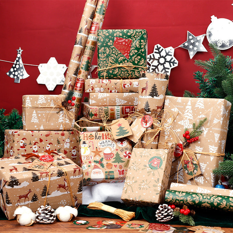 Christmas Gift Wrapping Paper - 6-Pack "Fireplace Sweet Dreams" Series (50x70cm)