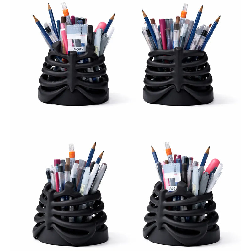 3D Printed Rib Pen Holder - Skeleton Desktop Organizer is both a practical pen holder and a sculpture.