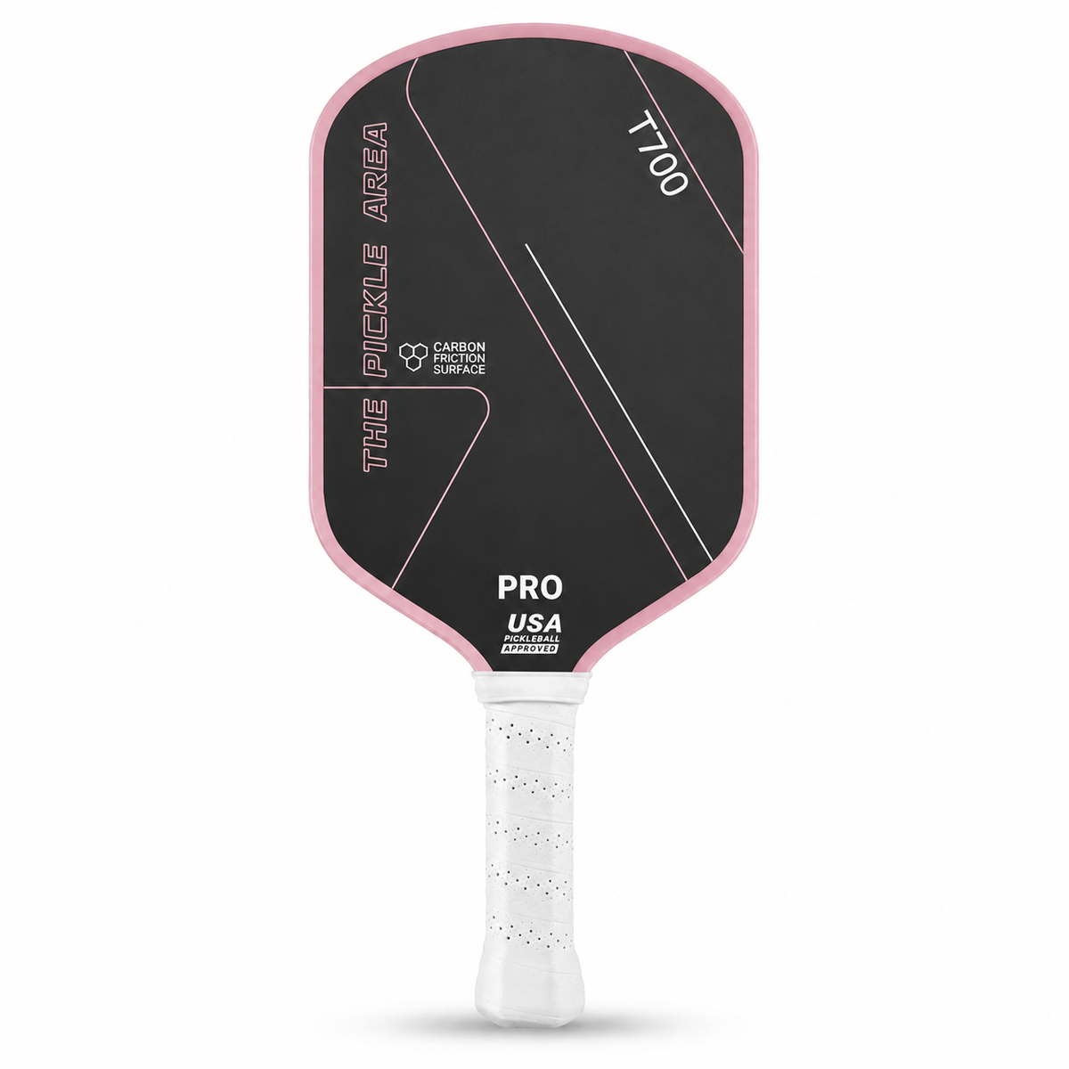 T700 Carbon Fiber Pickleball Paddle, USAP Approved Racket with Carbon Friction Surface for Spin, Control & Power – Pink