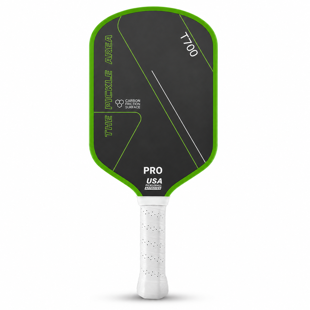T700 Carbon Fiber Pickleball Paddle, USAP Approved Racket with Carbon Friction Surface for Spin, Control & Power – Green