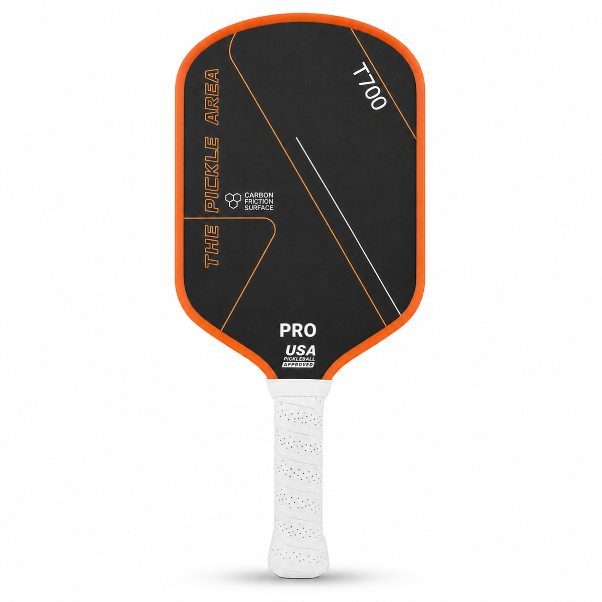 T700 Carbon Fiber Pickleball Paddle, USAP Approved Racket with Carbon Friction Surface for Spin, Control & Power – Orange