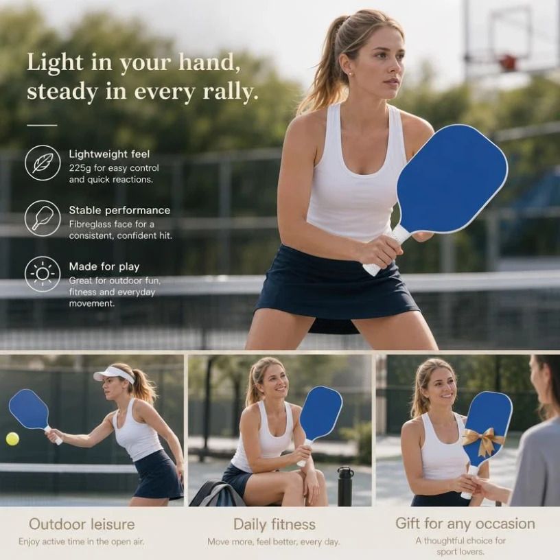 Minimal Fiberglass Pickleball Paddle Dark Blue, Smooth Grip Relieves Stress, Fatherβs Day & Xmas Gift