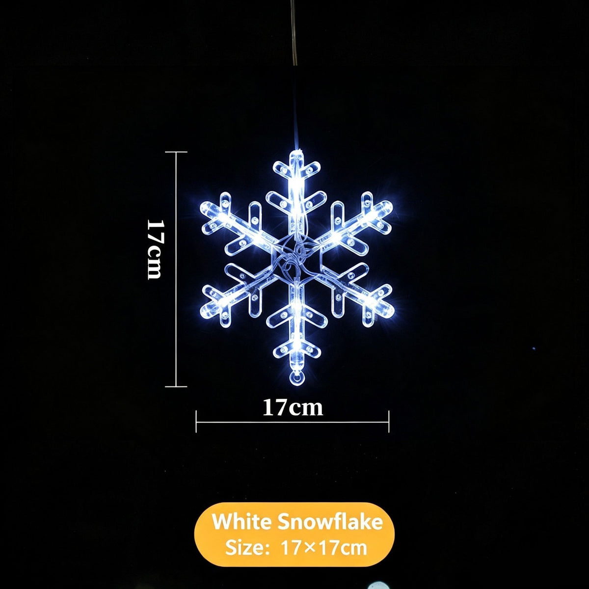 White Light Snowflake LED Suction Cup Lights, Battery Powered Christmas Curtain Lamp, Simple Winter Window Decor