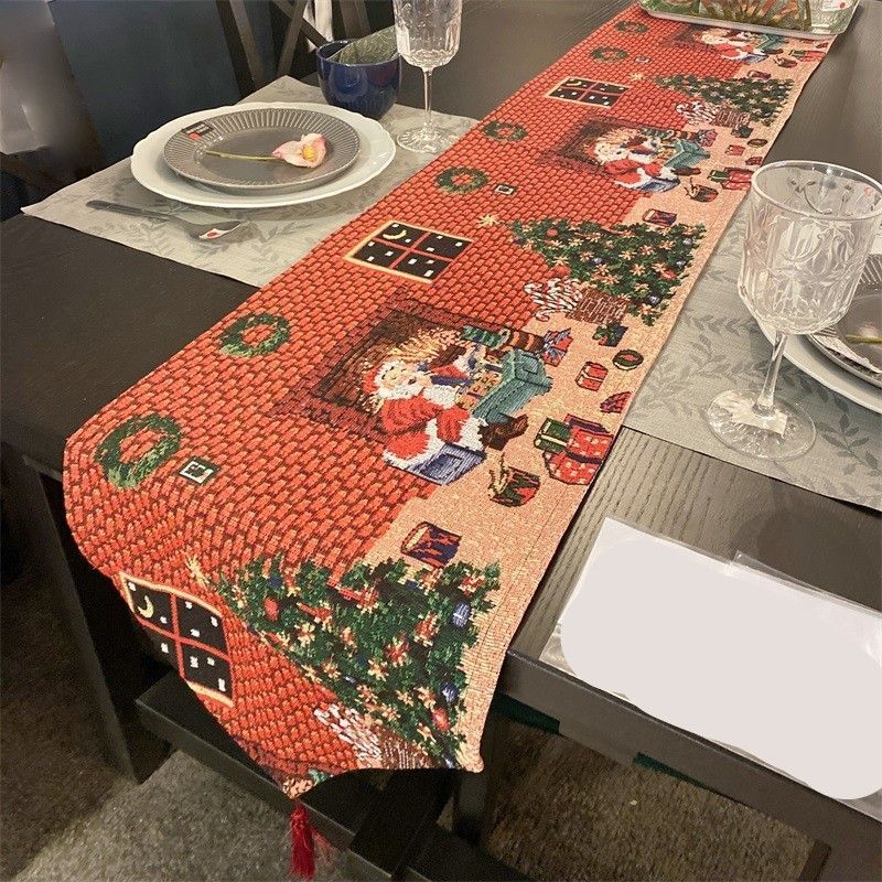 Stylish Christmas Table Runner, Long Tabletop Arrangement Ornament, Cabinet Towel, 33*280cm, Pattern 11