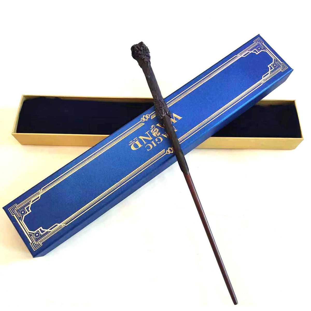 Charming Character Cosplay Wand, Premium Polished Resin, Christmas Costume Decoration, Style 40, Blue Gold Stamping Ribbon Gift Box