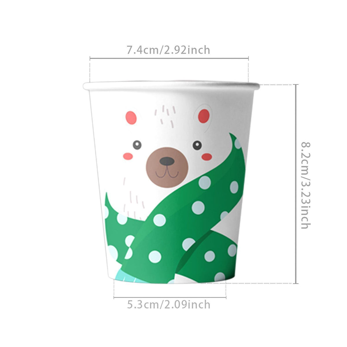 Disposable Paper Cups 10 PCS, White Bear Printed Paper Cups, Holiday Drinkware Supply for Christmas & Halloween Indoor Party