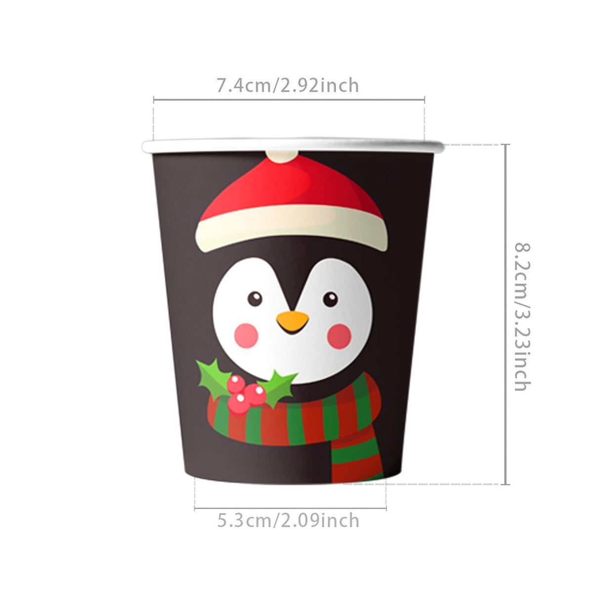 Disposable Paper Cups 10 PCS, Penguin Cartoon Motif Cups, Disposable Table Decor for Christmas & Halloween Festival Gathering