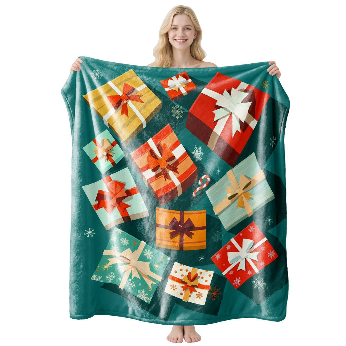 Snuggly Home Flannel Air‑Condition Throw Blanket, Christmas & Halloween Household Ornament, Nice Holiday Gifting Pick For Daily Indoor Relax, Style FLR‑195, Size M, 100x150cm