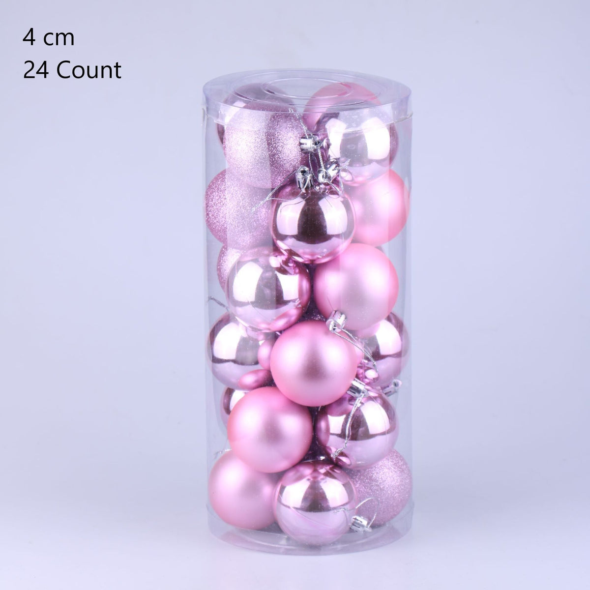 24 Pieces Plastic Electroplated Xmas Hanging Balls, Pink 4cm Glossy Baubles Suitable for Christmas Decoration and Halloween Home Atmosphere Setup