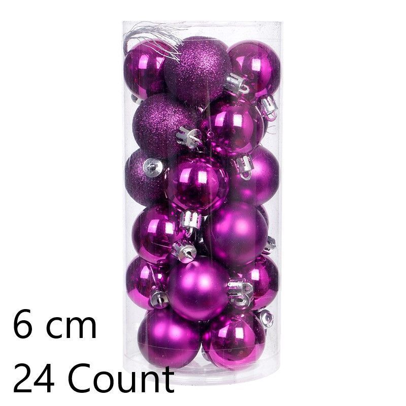 24Pcs Vibrant Plastic Xmas Hanging Pendants, Purple 6cm Colorful Balls Ideal for Christmas Tree Trimming and Halloween Themed Party Layout