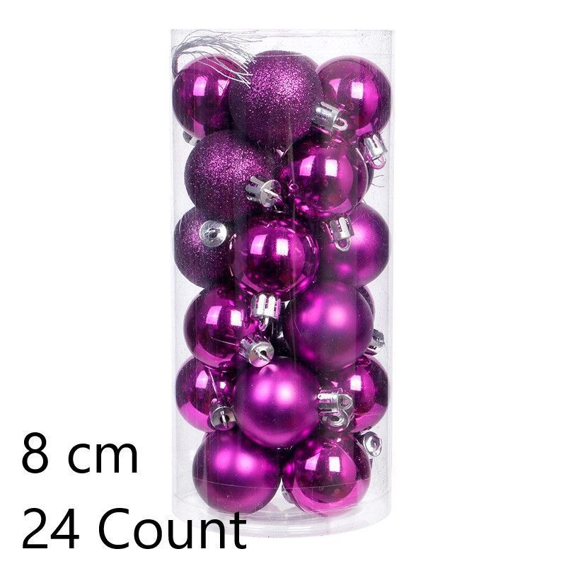 24 Count Plastic Electroplated Festive Decor Baubles, Purple 8cm Glossy Spheres to Enrich Christmas Display and Halloween Party Overall Atmosphere