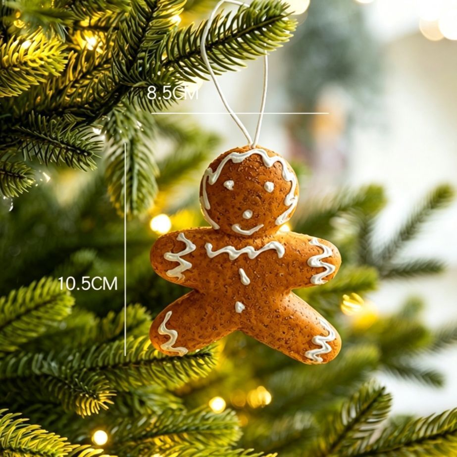 Foam Gingerbread Man Hanging Ornament, Christmas & Halloween Household Decor, Xmas Tree Pendant, Delicate Holiday Present for Indoor Party Decoration