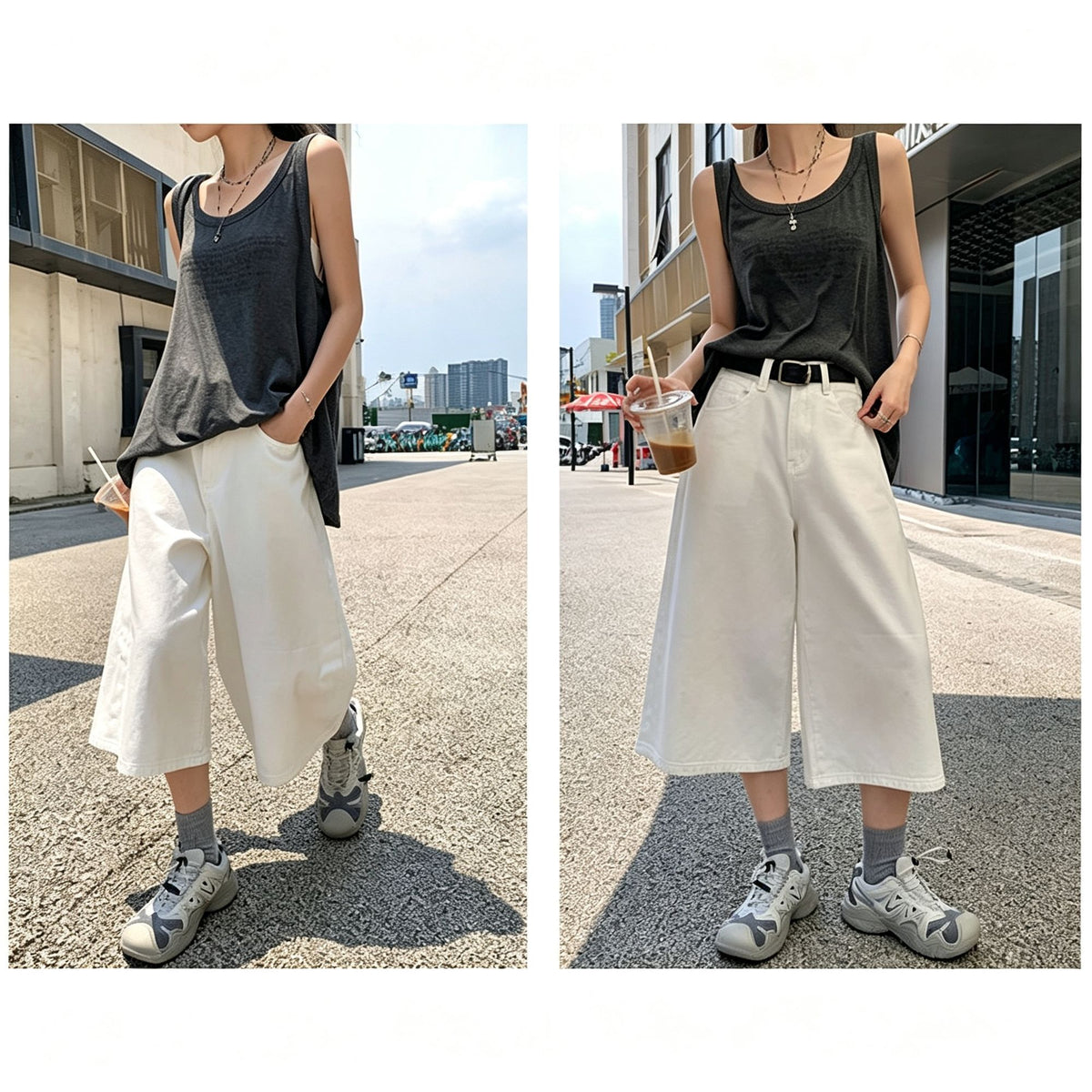 Women's High Waisted Straight 7/8 Jeans Loose Fit Casual Wide Leg Denim Dark Grey XL Great Christmas Present
