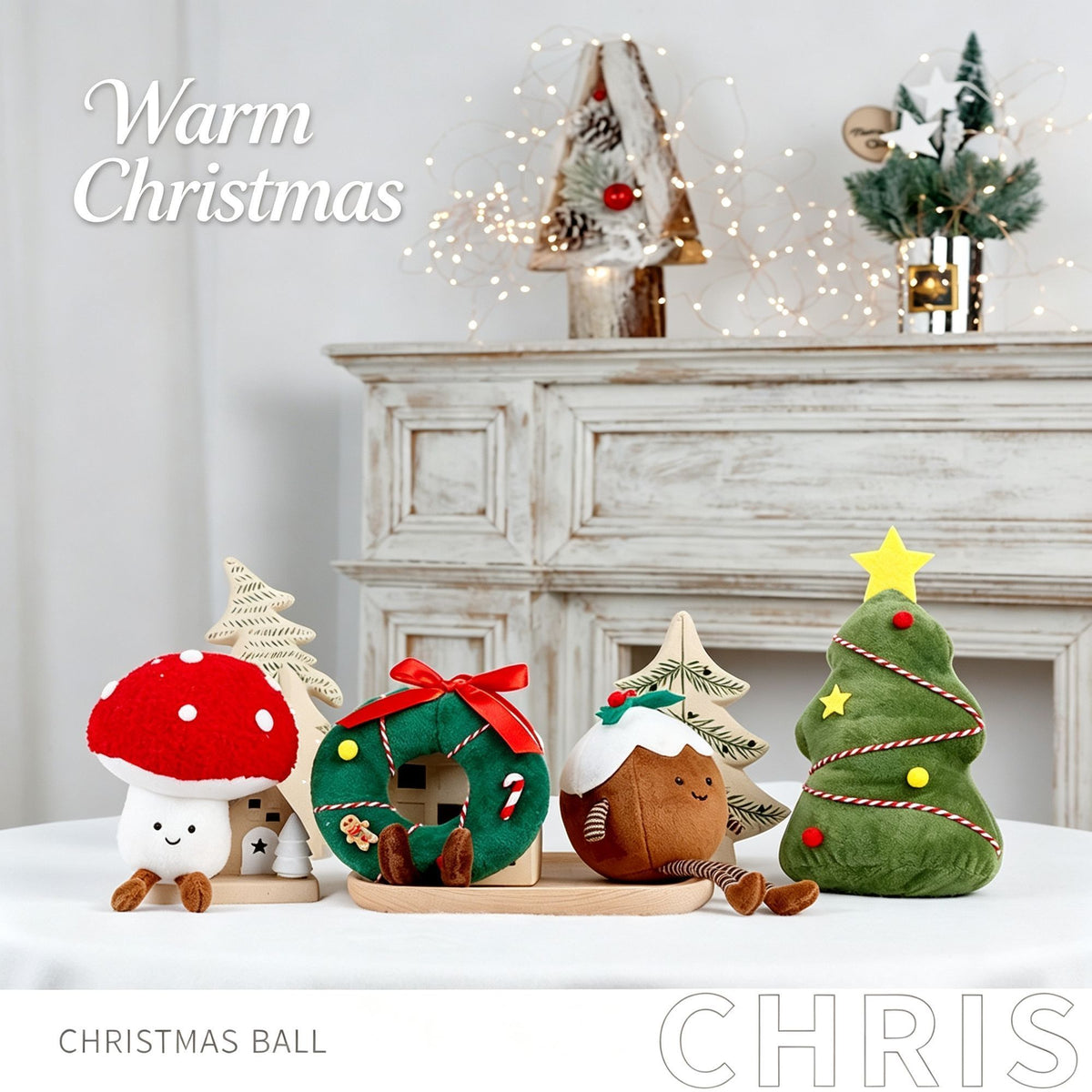 Cute Christmas Mushroom Plush Doll Pendant Cartoon Festive Ornament Decor Gift Ideal Christmas Gift