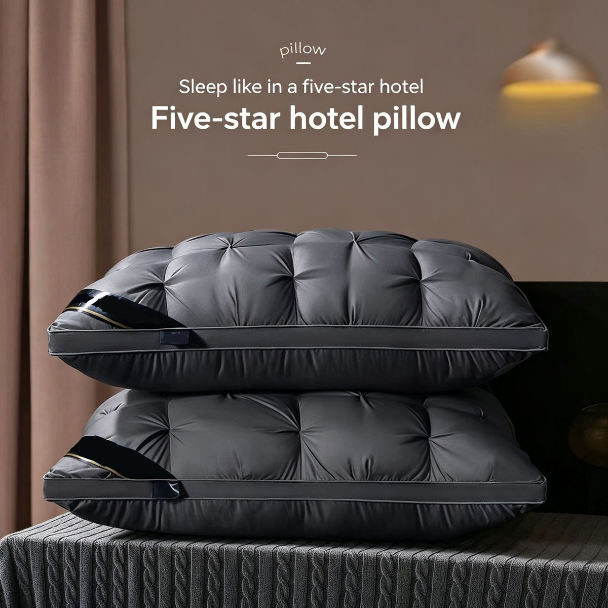 Twisted Pure White Medium Loft Pillow Pair | 850g Per Piece | Hypoallergenic Cervical Pillow Set, Christmas Pure Rest Sleep Pillow Bundle