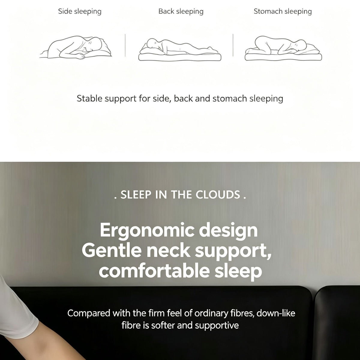 Twisted Pure White Medium Loft Pillow Pair | 850g Per Piece | Hypoallergenic Cervical Pillow Set, Christmas Pure Rest Sleep Pillow Bundle