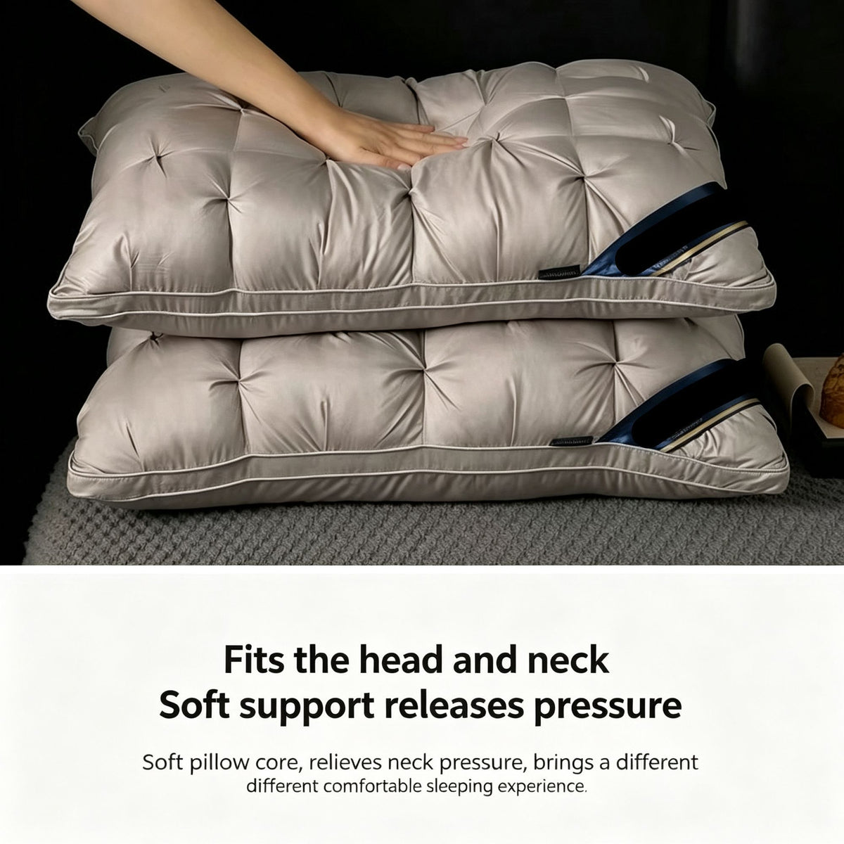 Twisted Pure White Medium Loft Pillow Pair | 850g Per Piece | Hypoallergenic Cervical Pillow Set, Christmas Pure Rest Sleep Pillow Bundle