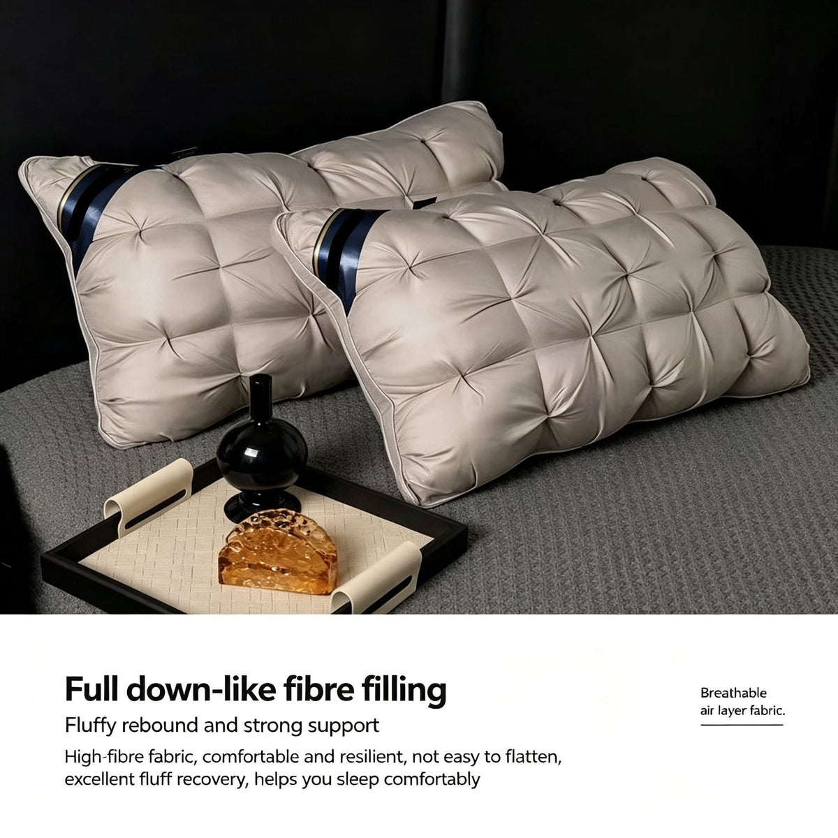 Twisted Pure White Medium Loft Pillow Pair | 850g Per Piece | Hypoallergenic Cervical Pillow Set, Christmas Pure Rest Sleep Pillow Bundle