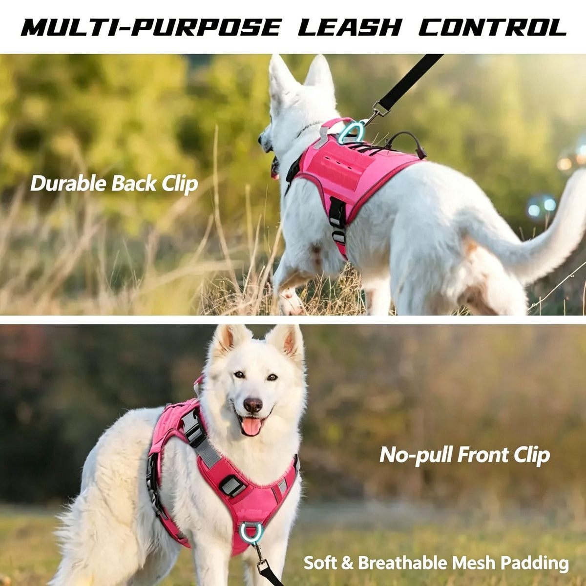 Rose Red L | Waterproof Dog Training Vest Harness | Christmas Hiking Gift | for Large Working Dogs