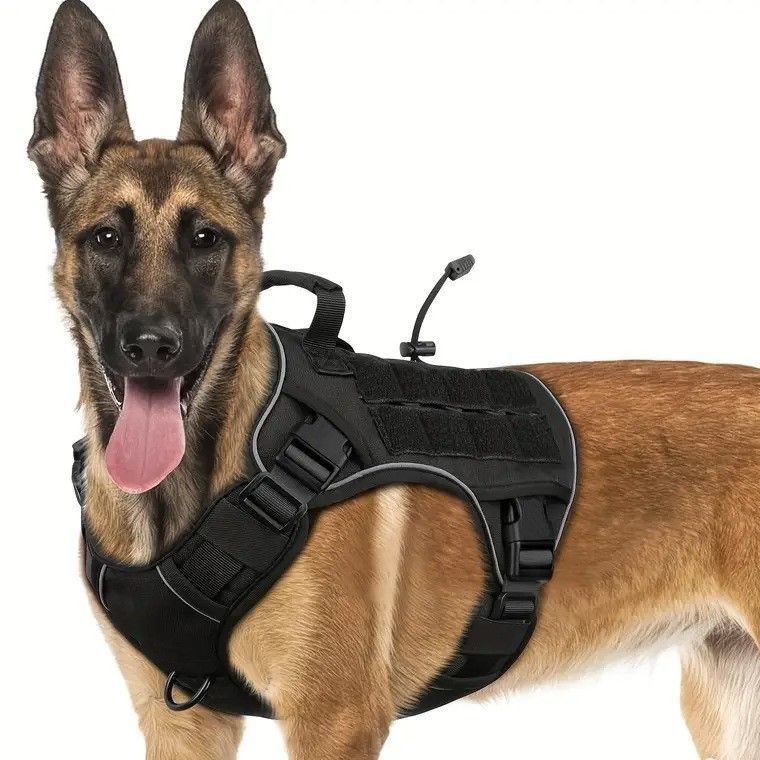 Black L | Waterproof Military Dog Vest Harness | Christmas K9 Dog Gift | for Large German Shepherd