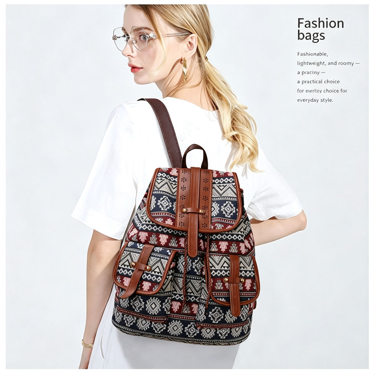 Style A Green Red Boho Backpack | Vintage Drawstring Rucksack | Christmas Daily Commute Gift | Large Capacity Casual Women School Shoulder Bag