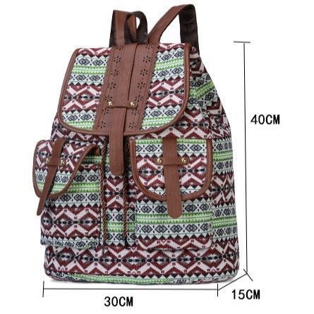 Style A Green Red Boho Backpack | Vintage Drawstring Rucksack | Christmas Daily Commute Gift | Large Capacity Casual Women School Shoulder Bag