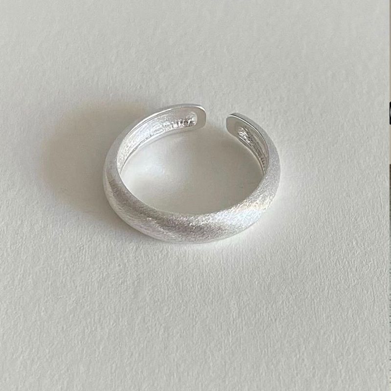 JZ0222 Matte Frosted | Vintage Silver Matte Ring | Christmas Soft Matte Gift | Tarnish Resistant Adjustable Frosted Matte Women's Gentle Ring