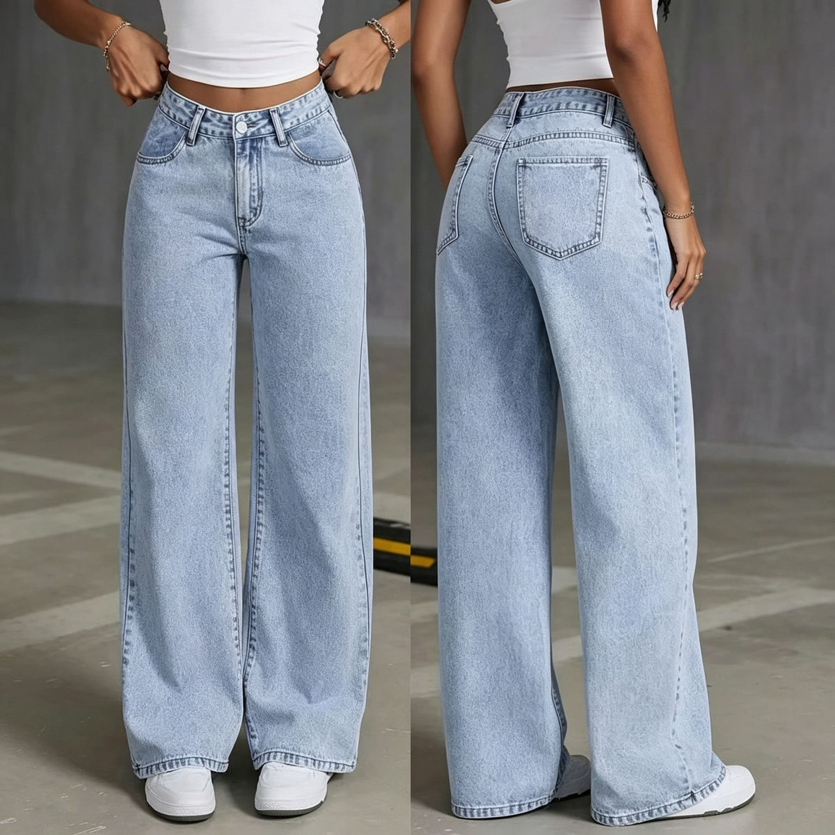 Light Blue Size 4XL (Recommended 87.5-92.5kg / 192.9-203.9lbs) | Roomy Straight Leg Jeans | Christmas Fresh Relaxed Gift | High Waist Loose Versatile Casual Denim