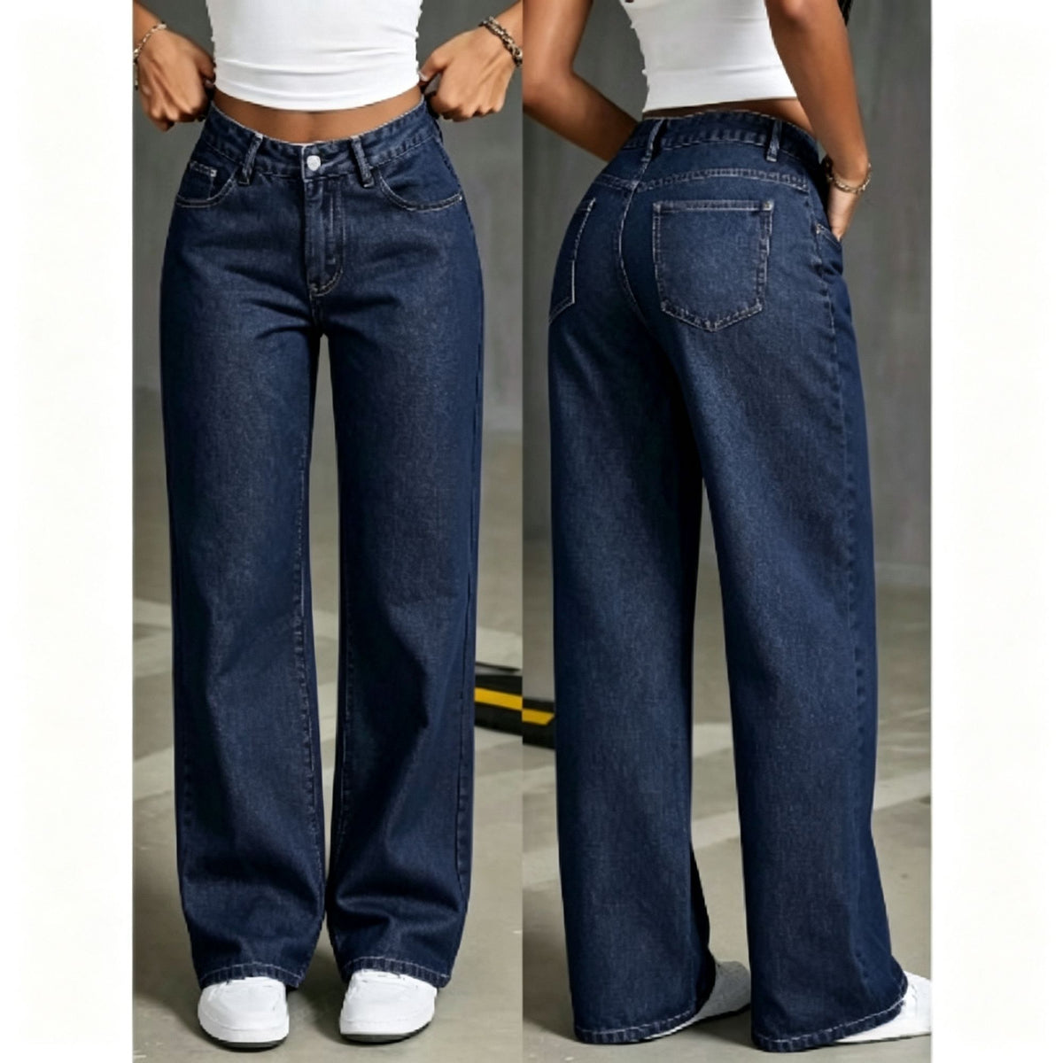 Dark Blue Size 4XL (Recommended 87.5-92.5kg / 192.9-203.9lbs) | Roomy Straight Leg Jeans | Christmas Retro Relaxed Gift | High Waist Loose Versatile Denim