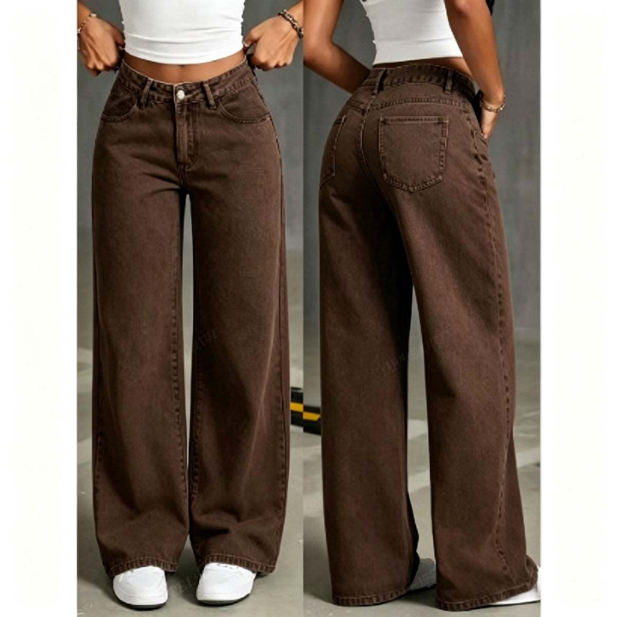 Brown Size 4XL (Recommended 87.5-92.5kg / 192.9-203.9lbs) | Roomy Straight Leg Jeans | Christmas Maillard Relaxed Gift | High Waist Loose Versatile Denim