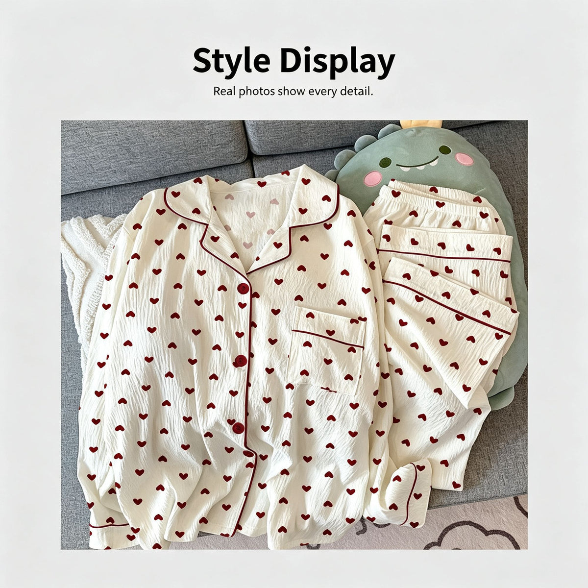 Half Strawberry Short Set Size XL | Bubble Crinkle Plus Size Short Pajamas | Christmas Berry Girly Gift | Plus Size Friendly Loose Women's Loungewear